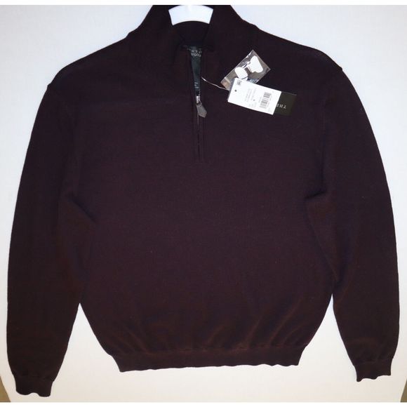 The Men's Store Bloomingdale's Sz Medium Purple 1/4 Zip Merino Wool Sweater $98 - Picture 8 of 9
